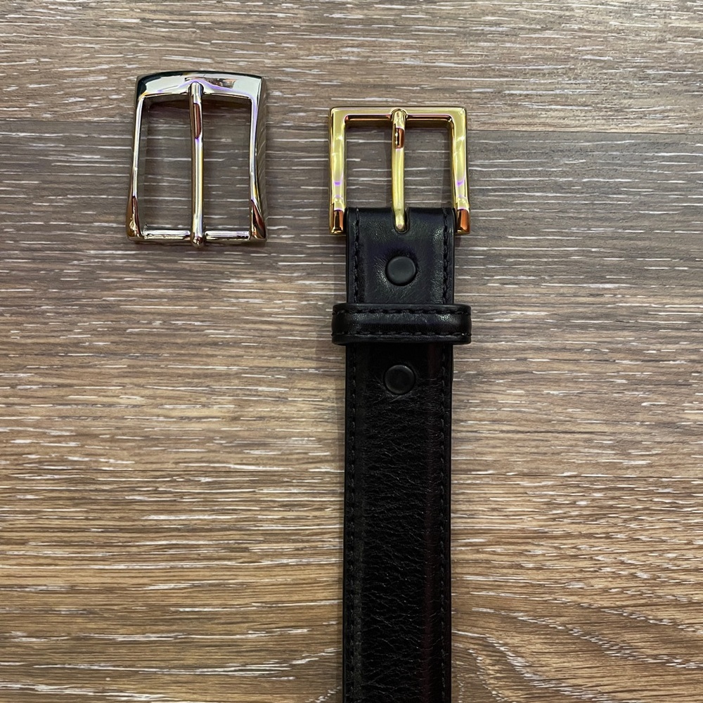 Full Grain Black Italian Calf Leather Designer Belt